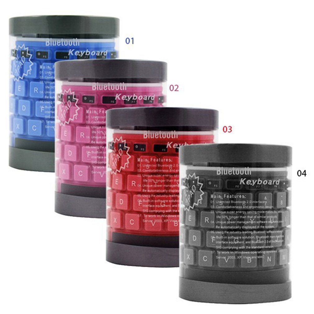 Wireless Bluetooth Keyboard Foldable Roll Up Silent 87key Keypads Soft Silicone Flexible Teclado For PC Huawei Iphone Tablet