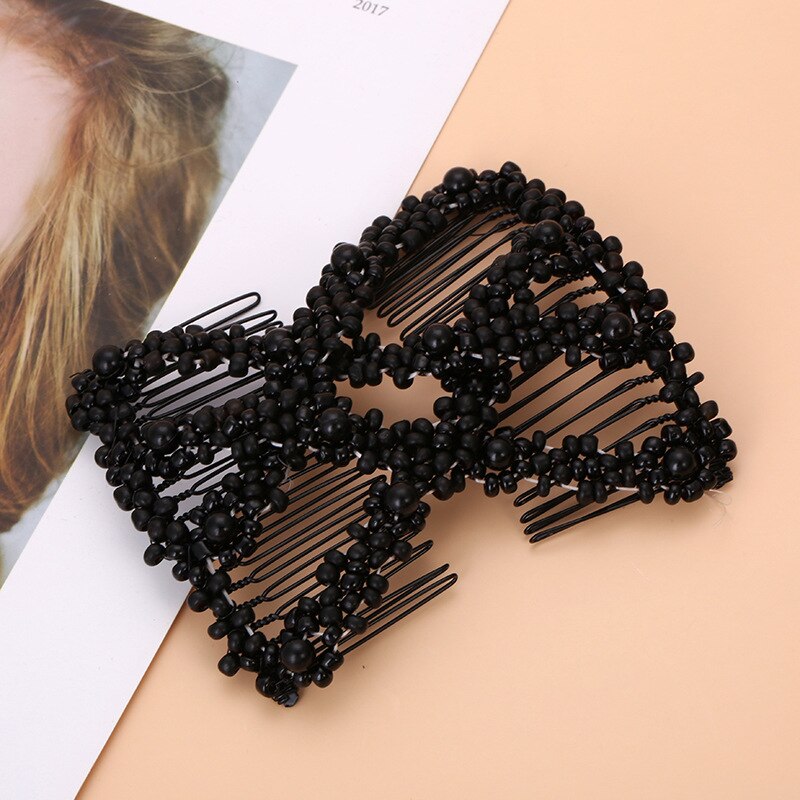 Easy Fix Magic Hair Comb Elastic Hairpin Stretch Hair Comb Sales Beaded Hair Magic Comb Clip Beads Pin Ladies Hair Comb: Style 5