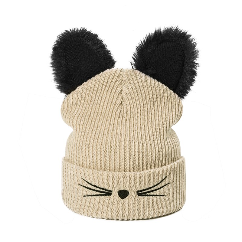 Wintermuts vrouw casual cartoon kat warme zachte skullies mutsen coole muts voor dames muts jongens meisjes