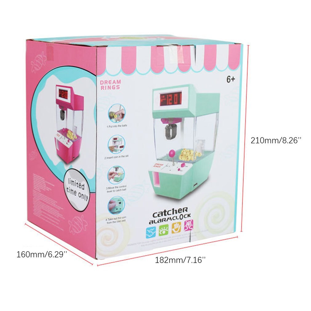 Coin Operated Candy Grabber Doll Balls Catcher Board Game Fun Toys Mini Crane Claw Machine With Alarm Clock For Kids Ball Set