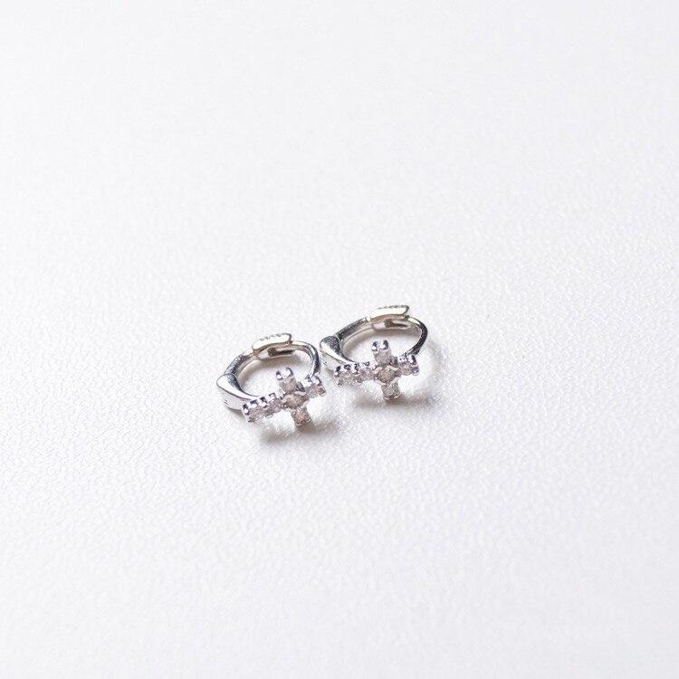 925 sterling sølv ørering zirkon kors øre ring øre ben øre spænde sød sød vild trend vilde kvindelige øre smykker: 1 par sølv 6mm