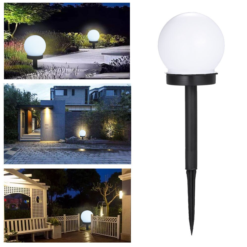 2 stk/parti runde ledet solenergi utendørs hage bane gård ball lys lampe plen vei uteplass hage gårdsplass plen vei bakken lys