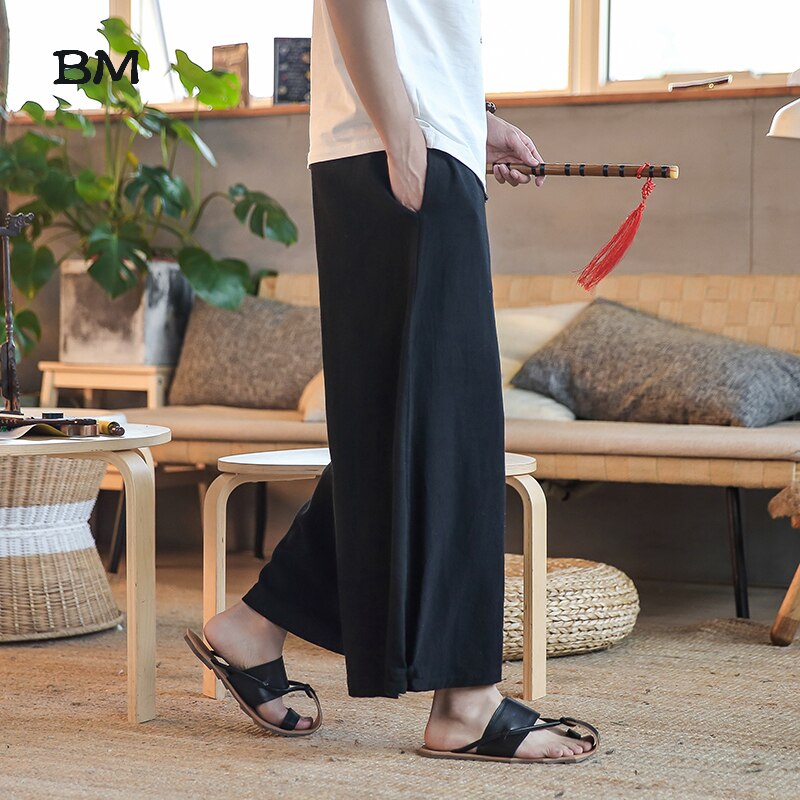 Haremsbyxor herr herr bomull och fodrad solid joggingbyxa herr harajuku löst mode byxor