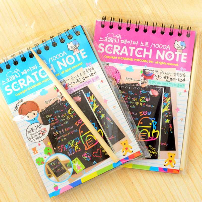 Kleurrijke Papier Diy Kinderen Educatief Speelgoed Fun Doodling Scratch Kinderen Graffiti Kleurrijke Zwarte Houten Stok Kids Ambachten