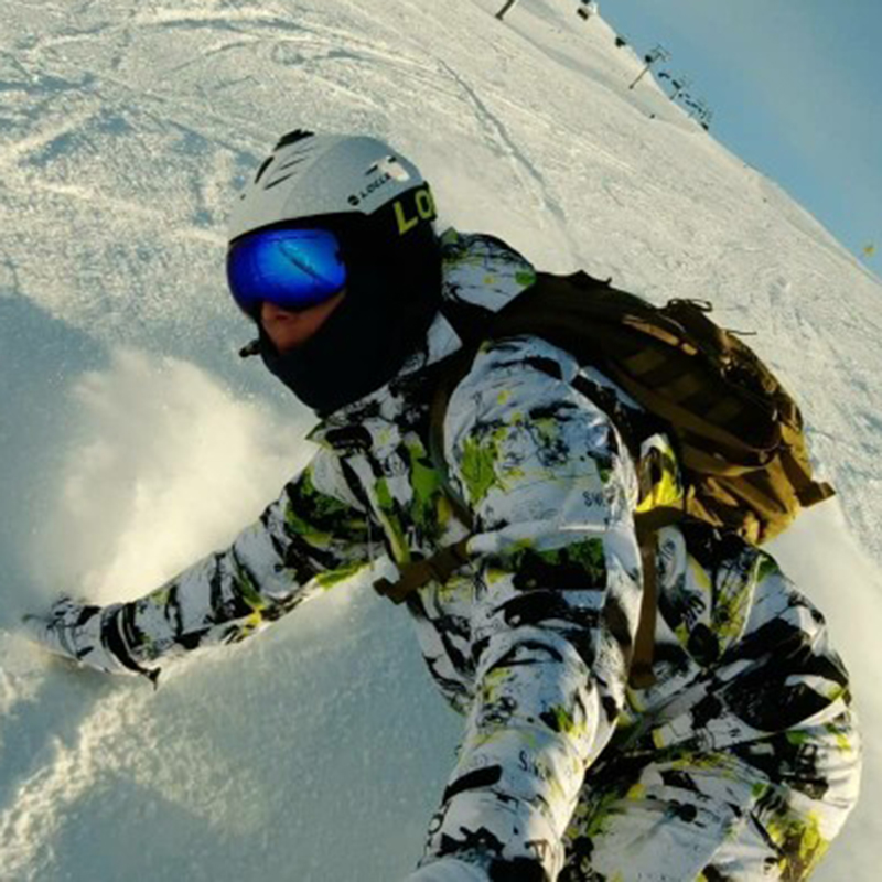 LOCLE Antibeschlag-Skibrille, UV400, Skibrille, doppellagig, zum Skifahren, Snowboarden, Schneebrille, Skibrille mit einer aufhellenden Linse