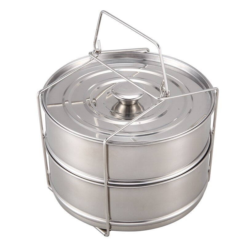 Pressure Pot Accessories,Stackable Steamer Insert Pans Pot for 5 Litres or More Pot Accessories-2 Tier,with 1 Lids&Sling: Default Title