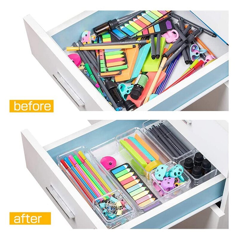 20Pcs Storage Box Drawers, Organiser Drawer Set, Transparent Drawer Insert,Organiser For Dressing Table, Kitchen, Office