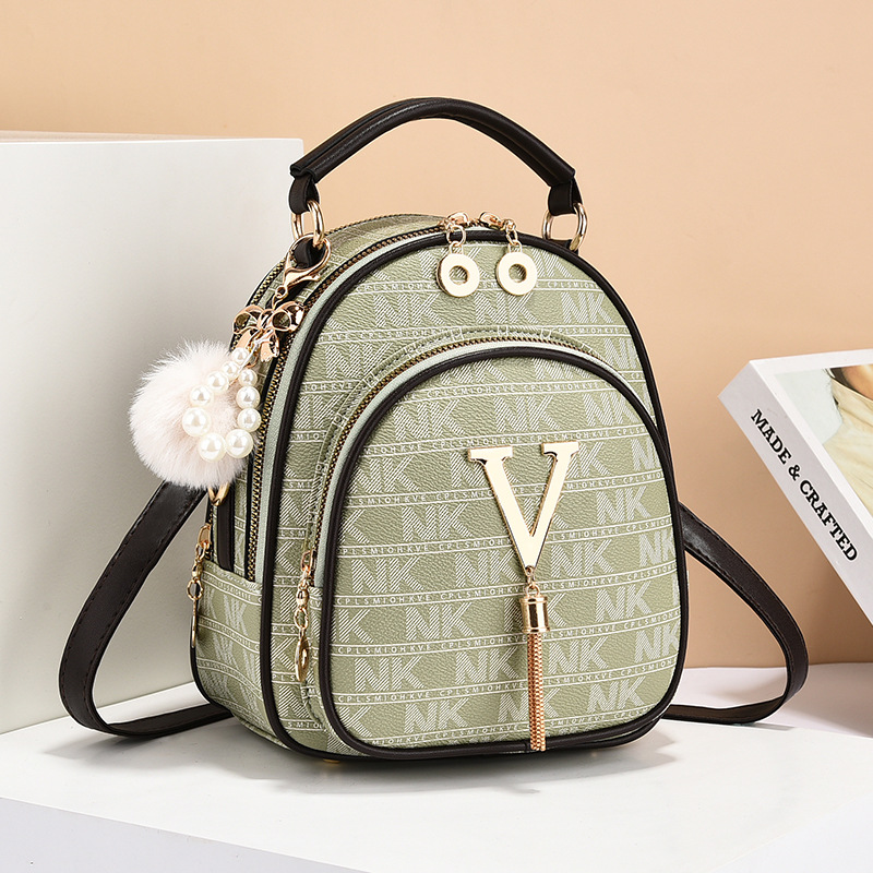 Luxury Brand Women'S Backpack Large Capacity Single Shoulder Crossbody Bag Casual Trend Letter Backpack: green