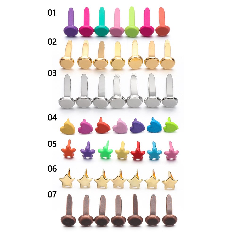 100 PCs Metal Brad Studs Spikes Scrapbook Embellishment Clasp Fastener DIY Photo Album Crafts Decoration Practical Useful