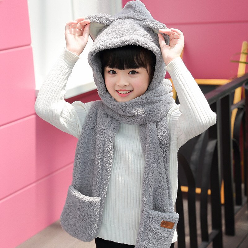 Kindersjaals kinderen jongens en meisjes kinderen warm houden sjaals sjaal met muts het einde is de handschoen  wj143: 5