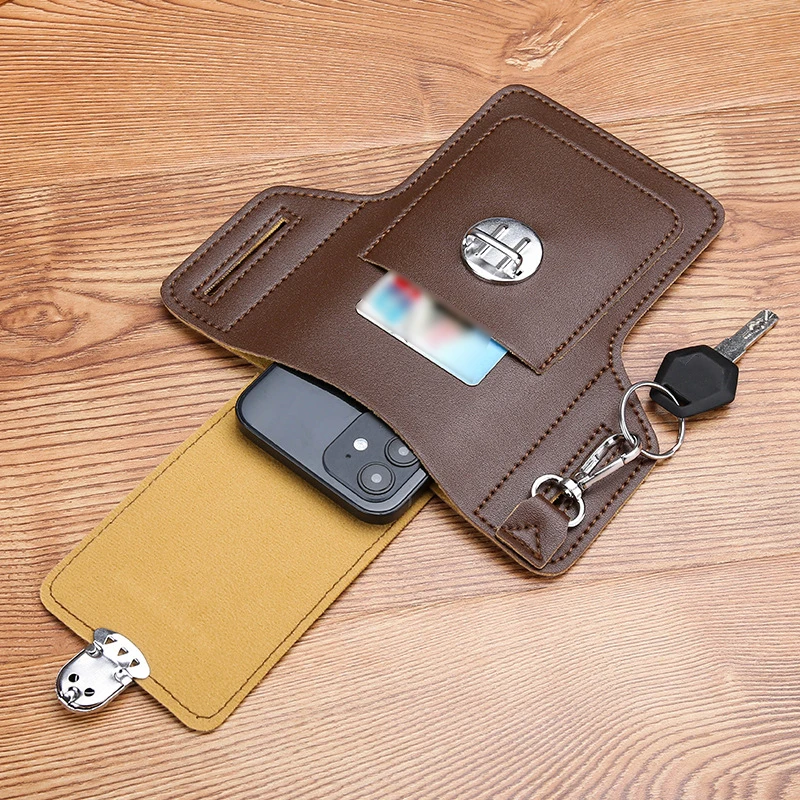 Læder herre mavetaske telefontasker mavetaske herre bæltetaske multifunktionel vandtæt mavetaske crossbody-tasker: Beige