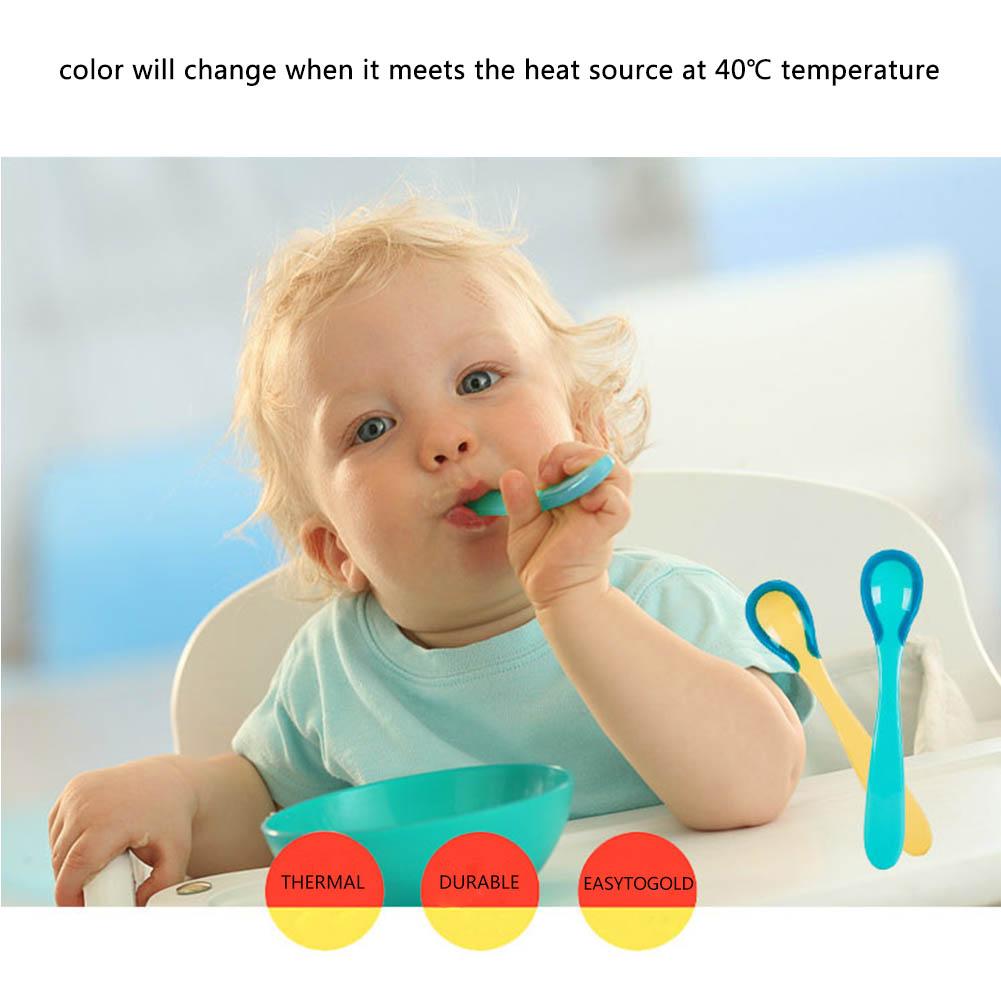 2 Stuks Zachte Siliconen Lepel Voeden Baby Lepels Temperatuur Sensing Lepel Kinderen Voedsel Babyvoeding Gereedschap Levert