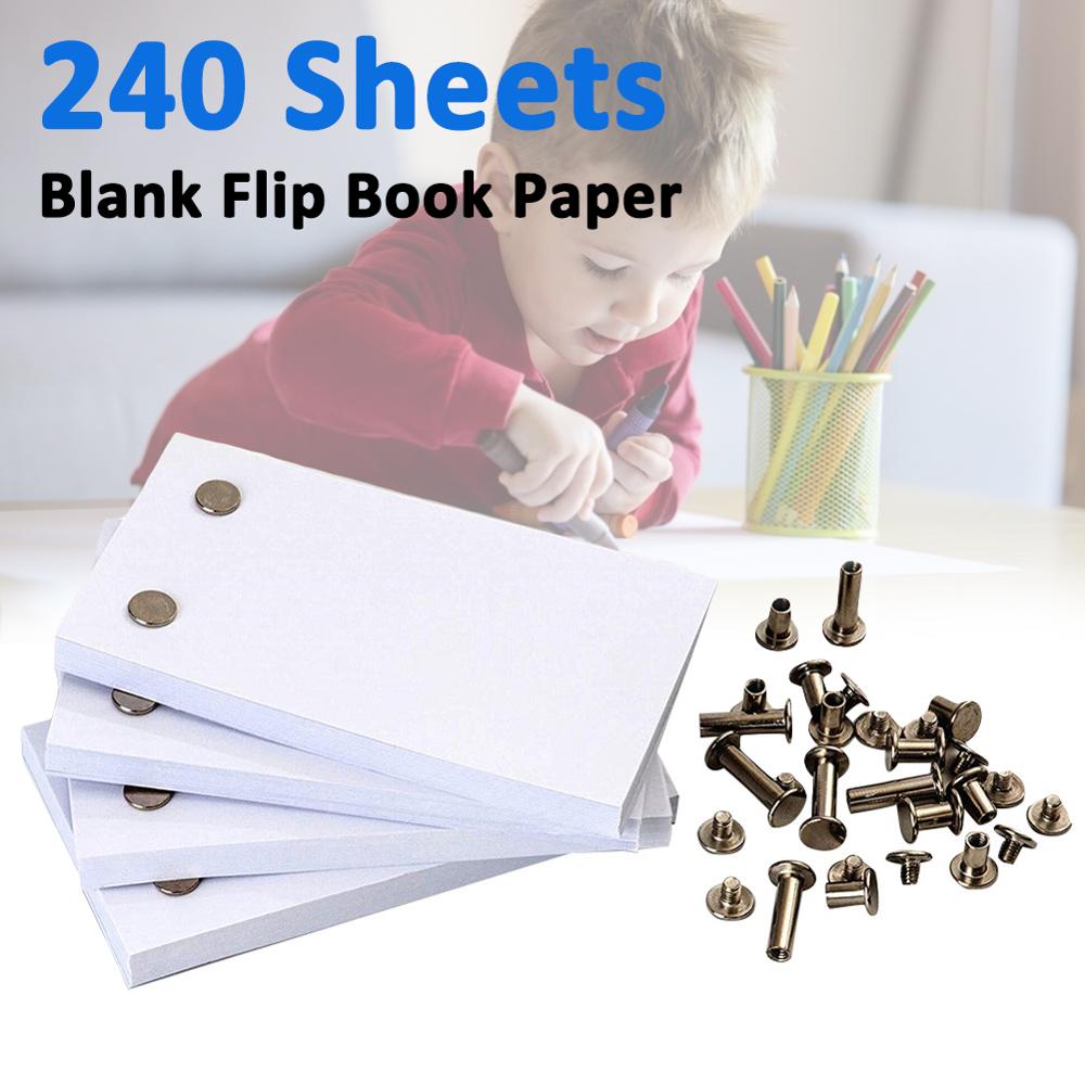 240 Sheets Blank Flip Book Paper With Holes Flipbook Animation Paper Early Educational Kids School Supplies Children