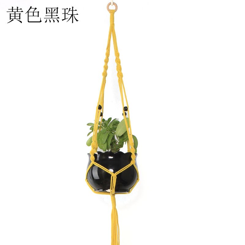 Decoratieve plantenhanger macramé plantenhanger voor buiten, hangende plantenmand van katoentouw met 4 poten: J1