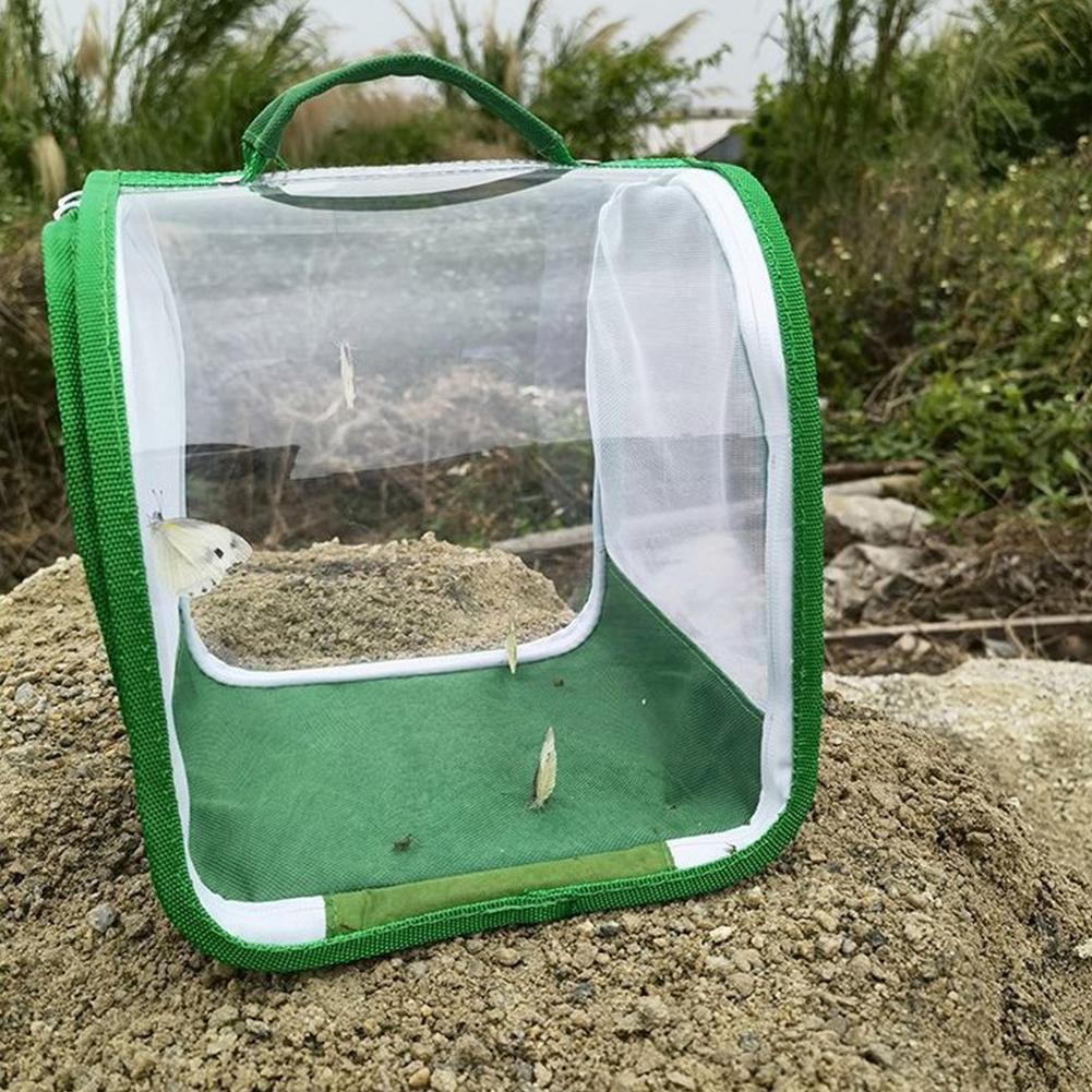 Transparent Wear-resistant Pvc Portable Folding Insect Cage Cage Cage Insect Breeding Animal Cage Small Y9e5