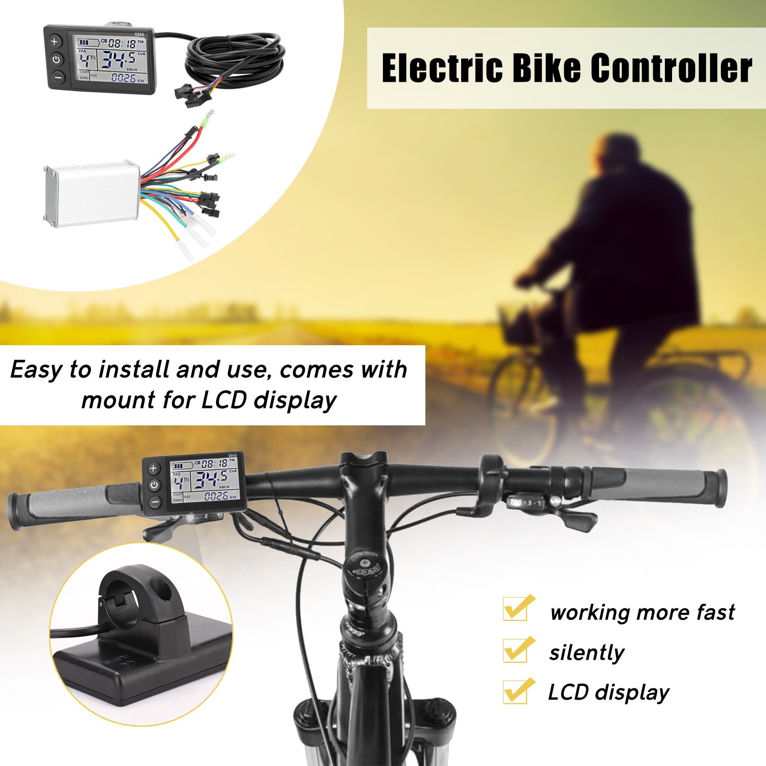 24V-48V/36V-60V 350W Electric Bicycle Controller with LCD Display Panel E-bike Electric E Bike Scooter Brushless Controller Part