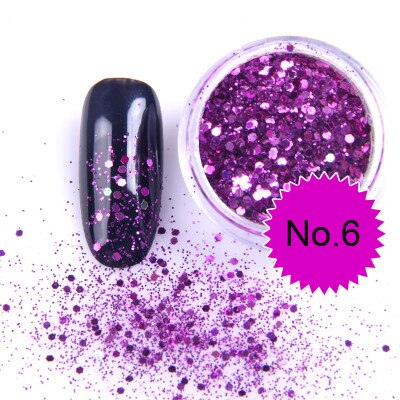 1x Topf 2g Bling funkeln Pulver Staub Nagel Kunst Pailletten 3D Regenbogen Klare Hexagon Scheibe DIY Charme Nagel Kunst Dekor Manikübetreffend HHF: HHF06