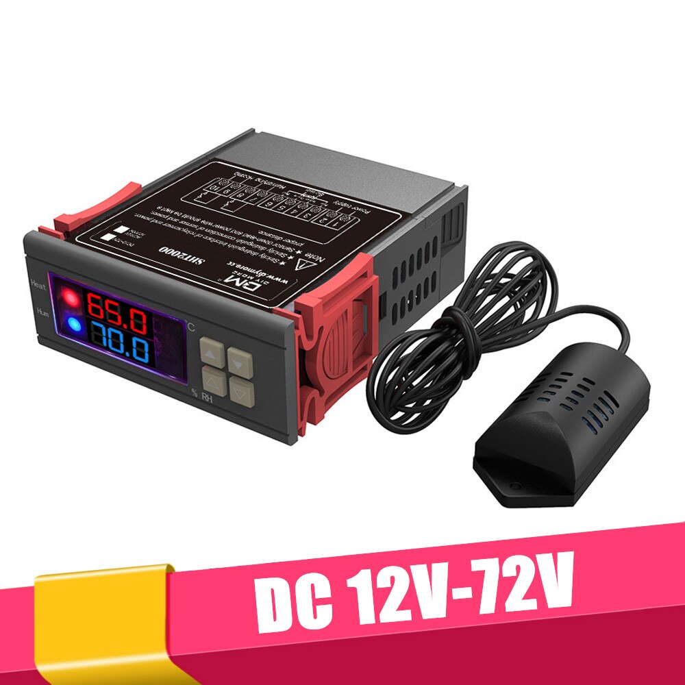 DC 12V 24V 48V AC 110V-220V Digital Temperature Humidity Controller Thermostat Humidistat Thermometer Hygrometer Weather Station: DC 12V-72V