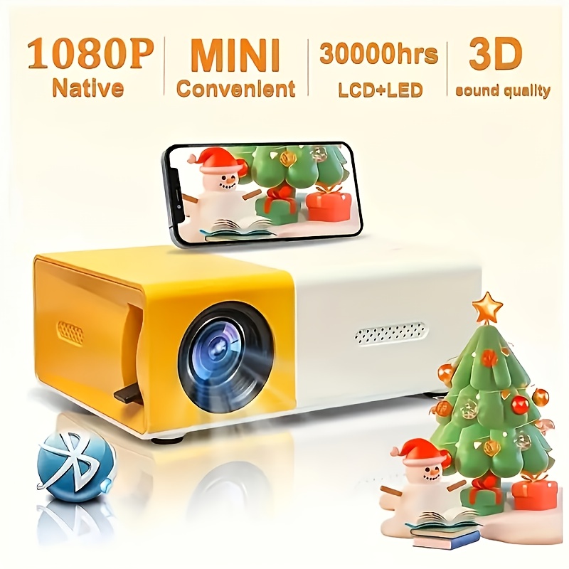 Portable Mini Projector, 320P Full HD LCD, 3D Read，Table Mount, Button Control, USB Powered,Home Office Outdoor Use