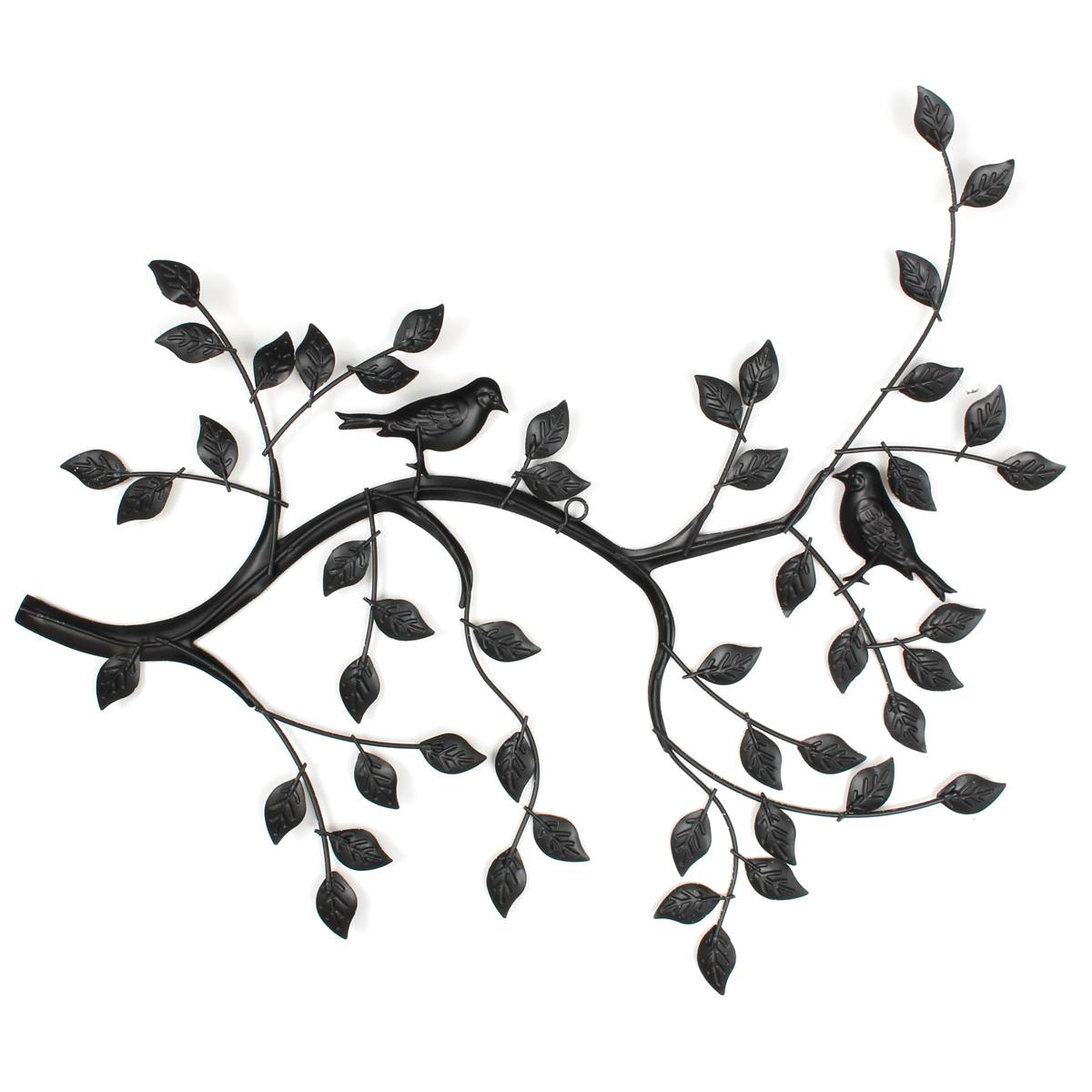 Livets tre etterlater fugler tre metall jern skulptur vegg hengende ornament til hjem rom dekorasjoner kunst håndverk