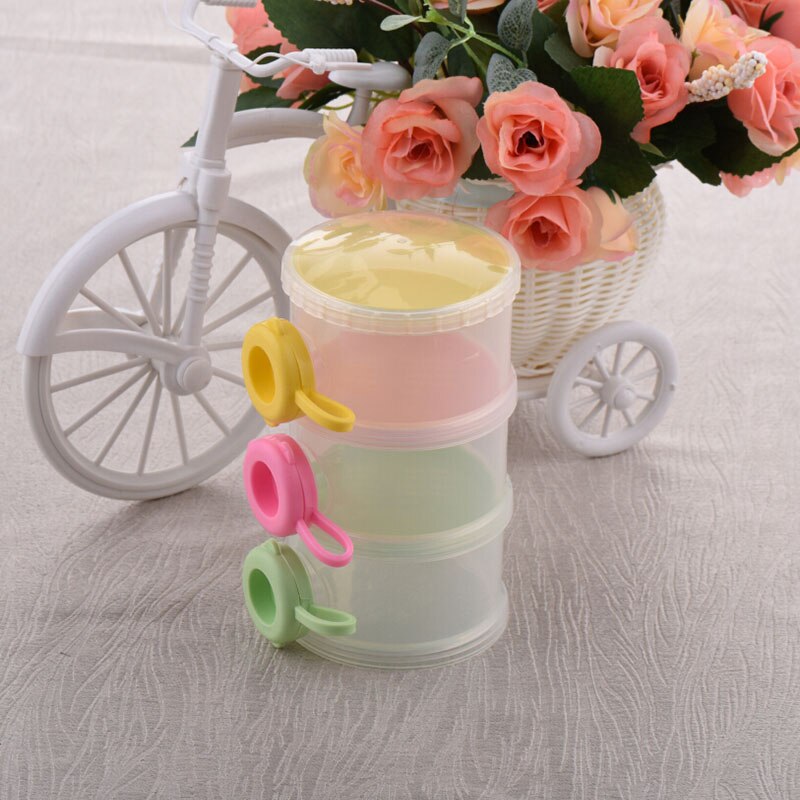 1PCS 3 Layers Portable Infant Baby Milk Powder Formula Dispenser Storage Box Bins Container Food Storage Feeding Box Side Opener