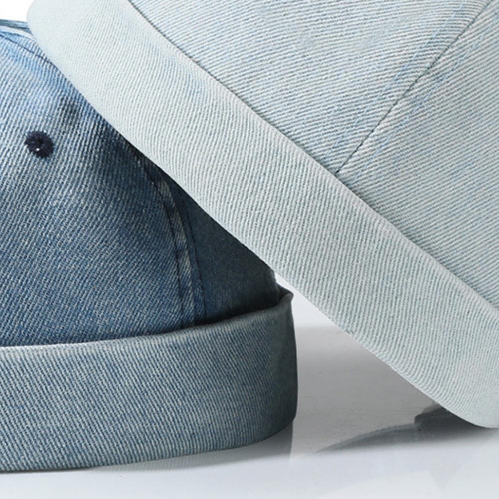 Brimless Skullies Cap Retro Men Adjustable Docker Caps Denim Beanie Hat Hip Hop Hat Vintage Solid Skullcap Unisex Bucket Cap