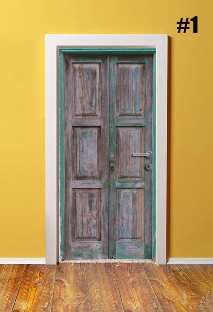 Selvklebende fornye 3d dørs klistremerke retro enkelhet hjemmeinnredning lerretstrykk kunst vanntett veggmaleri garderobe renovering bilder: Dør xrk 158001 / 95 x 215cm