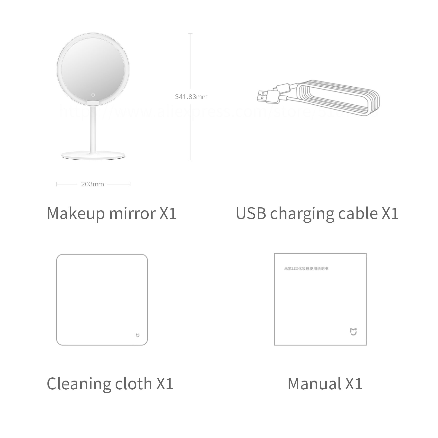 Oryginalny Xiaomi mijia lusterko robić makijażu ambona doprowadziło oświetlony przenośny ekran dotykowy ładowania typu C regulowane lusterka jasność