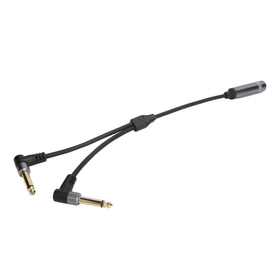 6,35 mm jack splitter 1/4 TRS stereo vrouwelijk naar dual 1/4 TS mono haakse 6,35 mm audio breakout-kabel 30 cm voor luidsprekermixer