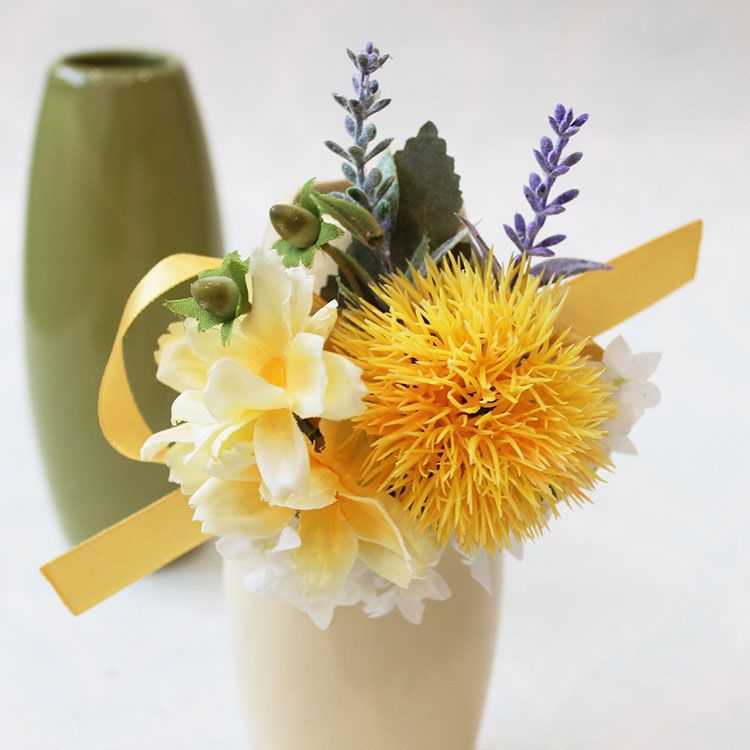 Bright Yellow Wedding Flowers Forset Fairy Bridesmaid Wrist Corsage Outstanding Groomman Boutonniere ZHF06