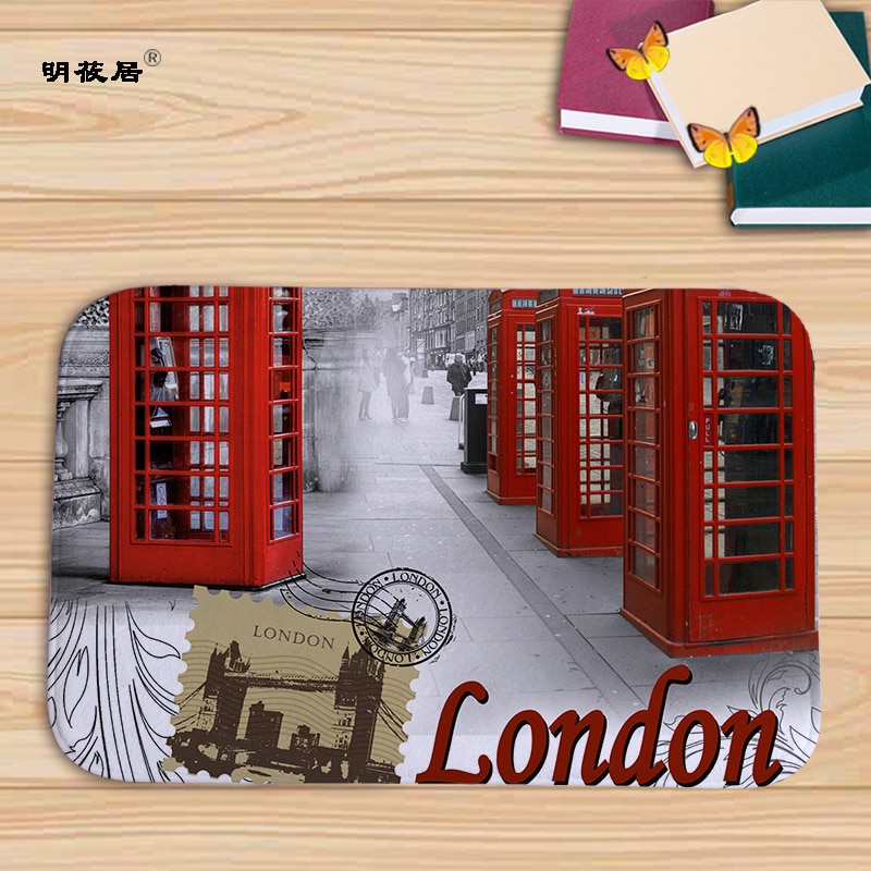 Billig pris boligindretning london paris naturskønne bygninger retro stue dørmåtte 40 x 60cm gulvmåtter flannel bad køkken tæpper