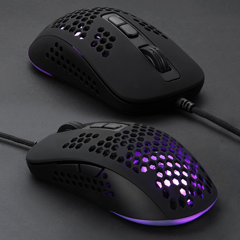 383 Hollow Honeycomb Hole RGB Gaming Mouse PAW704 Game Chip 2400DPI Backlight USB Wired Optical Mice for Computer Accessories