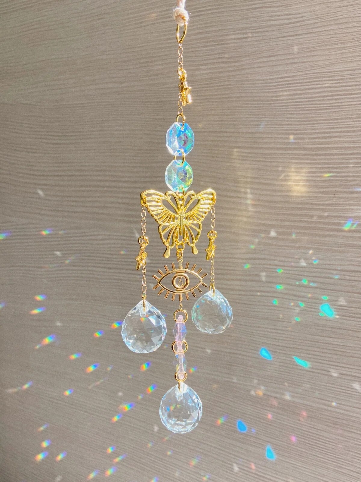 Capteur de soleil papillon avec mauvais œil pour voiture, attrape-soleil arc-en-ciel, décor de maison, fabricant d'arc-en-ciel, pour fenêtre, Mini capteur de soleil