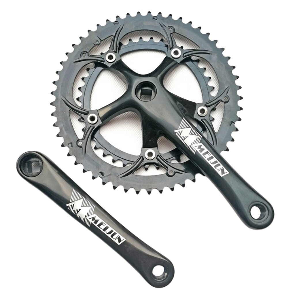 Alloy Crankset with Double Chainring High-Strength Steel 130BCD 170mm Crankarms