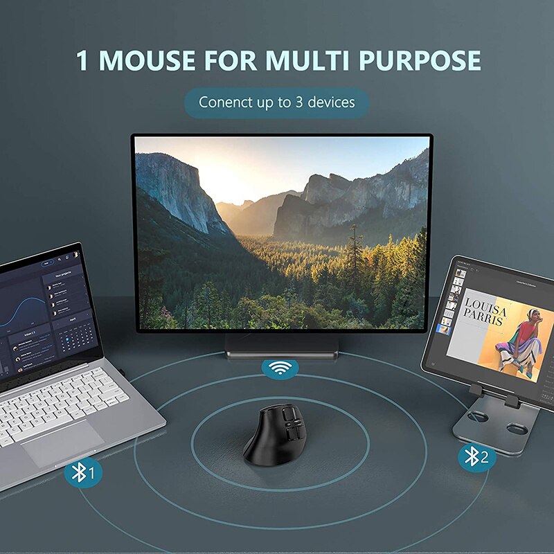 Seenda Oplaadbare Bluetooth Muis Draadloze Bluetooth Verticale Muis Voor Android Tablet /Smart Tv/Mac/Smartphone Multi-apparaat