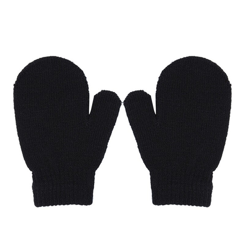 Unisex Kinderen Peuter Meisjes Wanten Handschoenen Jongens Meisjes Winter Warme Kids Handschoenen Effen Kleur: Black