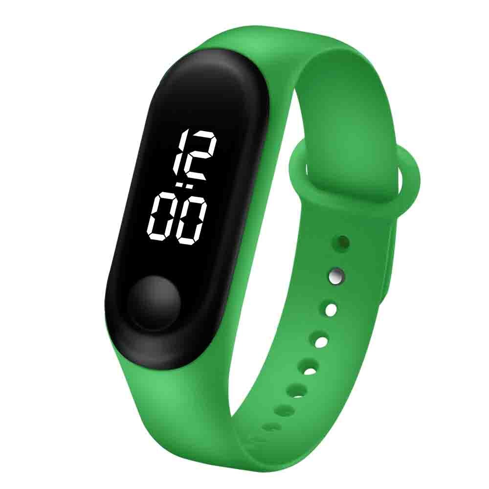 Herreklokke sportsklokke ledet elektronisk sport digital reloj armbåndsur godterifarge silikonklokker til menn relogios masculinos: M3w- grønne