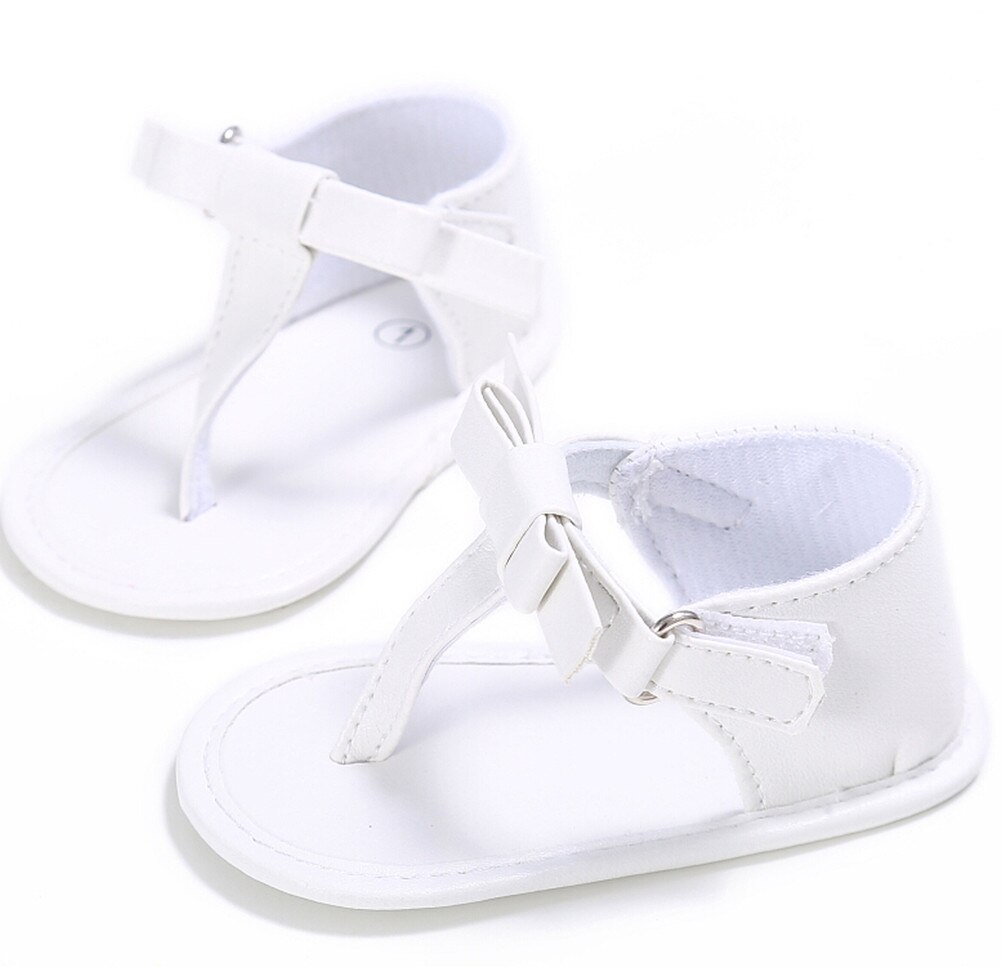 Helen115 Baby Summer Flip-flops Bow-knot Sandals Infant Girls Soft Sole Shoes 0-18M: White / 13-18 Months