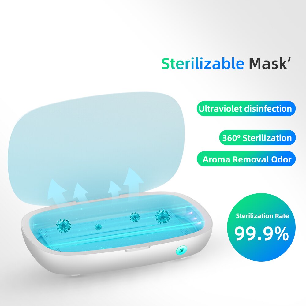 Voor Horloge Telefoon Draadloze Opladen Uv Sterilisator Box 3 In 1 Gezichtsmasker Sterilisator Doos Anti Bacteriën Ultraviolet Ray Desinfectie