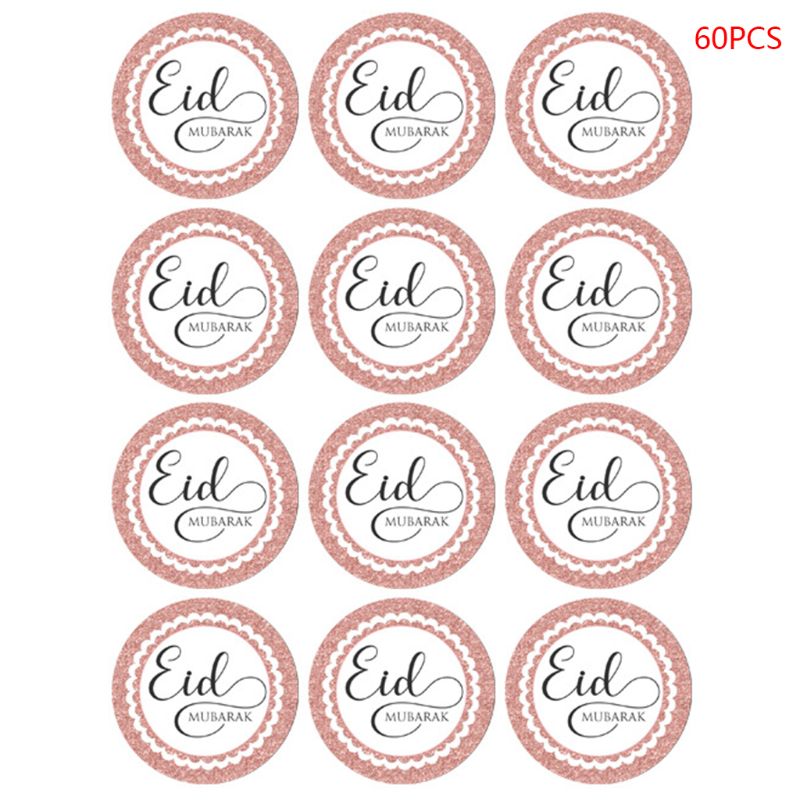 60Pcs Eid Mubarak Decoratie Papier Handgemaakte Sticker Etiket Seal Sticker Islamitische Moslim Decoratie Ramadan Levert