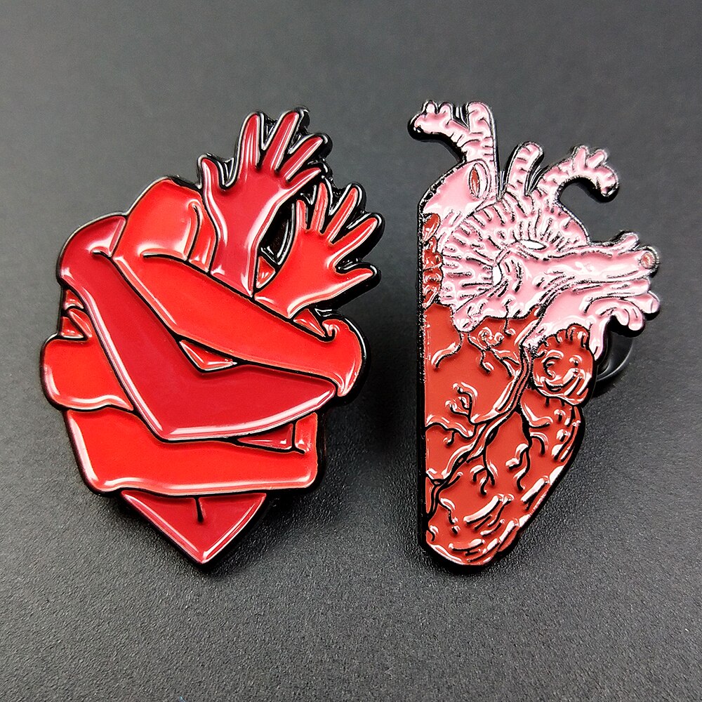 Broches de dibujos animados con corazón esmaltado, insignias, bolsos, alfiler de Metal, para amigos, joyería, broche, ropa artesanal, sombreros, mochila