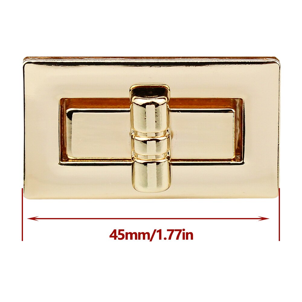 Duurzame Gesp Rechthoek Twist Lock Hardware Voor Tas Vorm Handtas Diy Turn Lock Bag Gesp Portemonnee Accessoires: 4.5CM lightgold