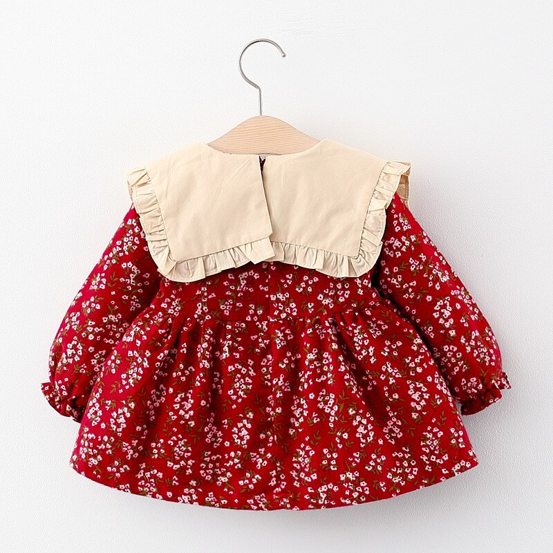 born baby girls dress spring clothes long sleeve floral dresses for 1 year baby birthday girls clothing outfit wear dress