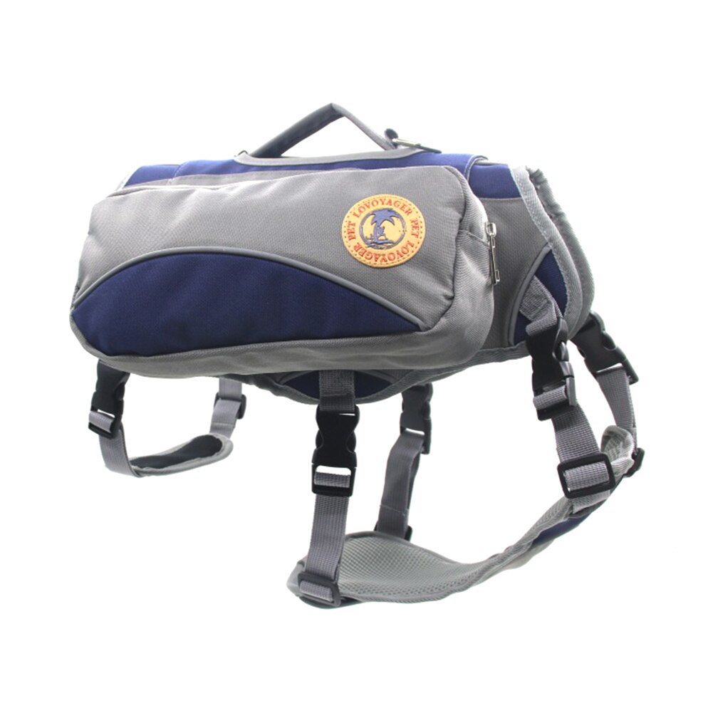 M/L Pet Dog Camping Backpack Detachable Multifunction Adjustable Rucksack Harness Pet Outdoor Carrier Portable Storage Pouch Bag: blue