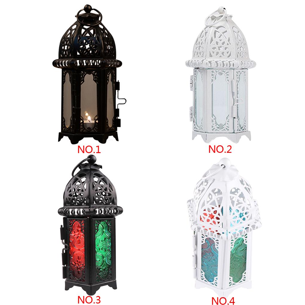 Klassieke Marokkaanse Winddicht Kandelaars Votive Ijzer Glas Opknoping Kandelaar Bruiloft Decoratie Kaars Lantaarn Home Decor