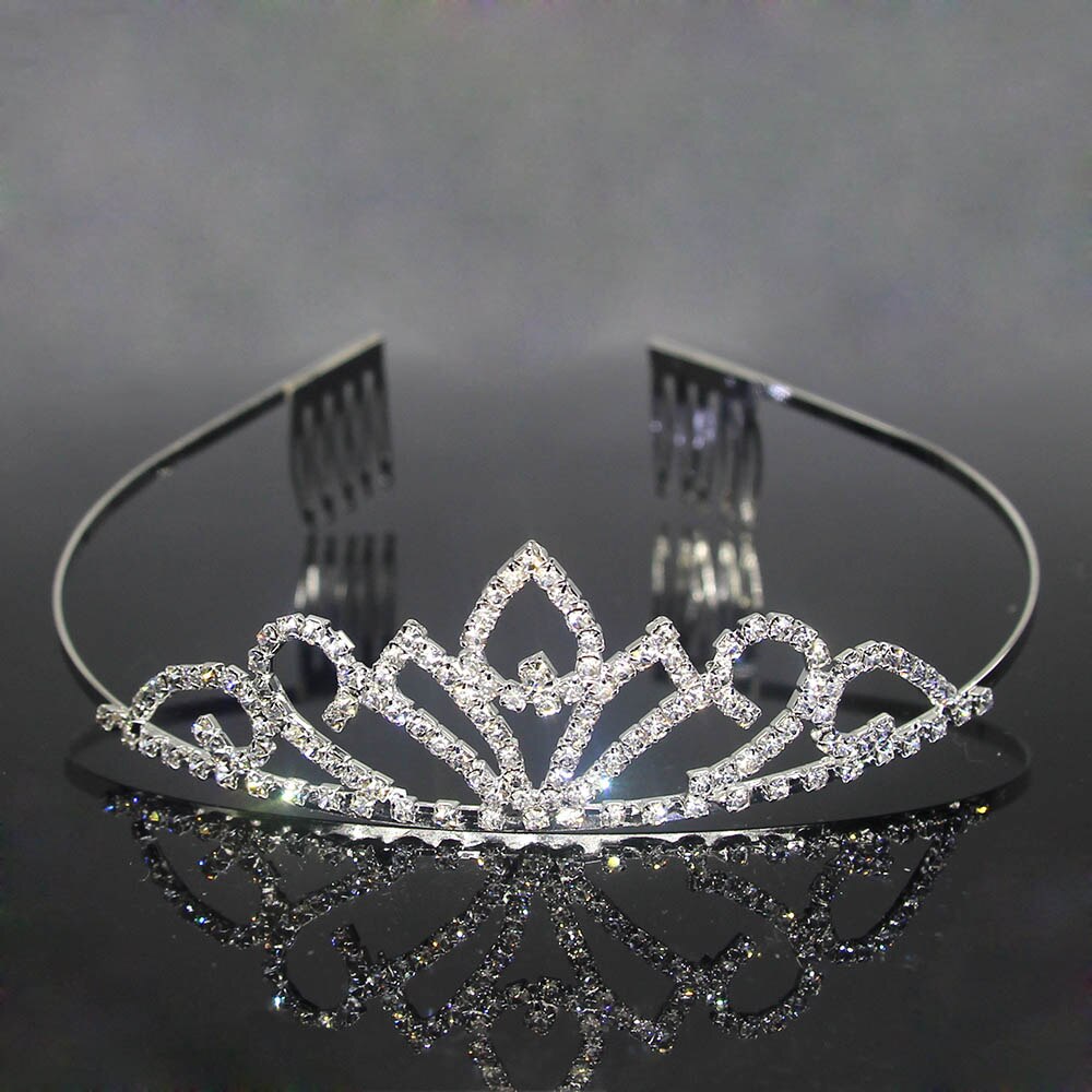 Carddoor Schattige Prinses Tiara 'S Bruiloft Haarbanden Bridal Crown Kammen Strass Haaraccessoires Meisjes Kid Mode Haar Sieraden: 4