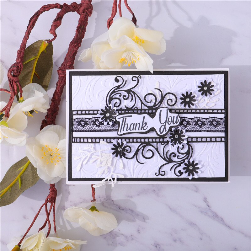 YaMinSanNiO Flower Border Metal Cutting Dies Banner Dies for DIY Scrapbooking Craft Card Embossing Die Cut Template Stencil