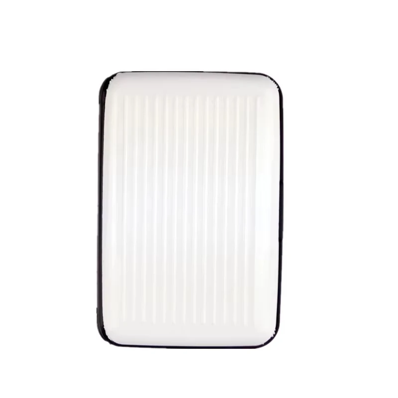 Tarjetero de aluminio para hombre, estuche rígido con bloqueo, billetera, tarjeta de crédito sólida, escaneo Anti-RFID, protección, tarjetero, 1 ud.: Blanco
