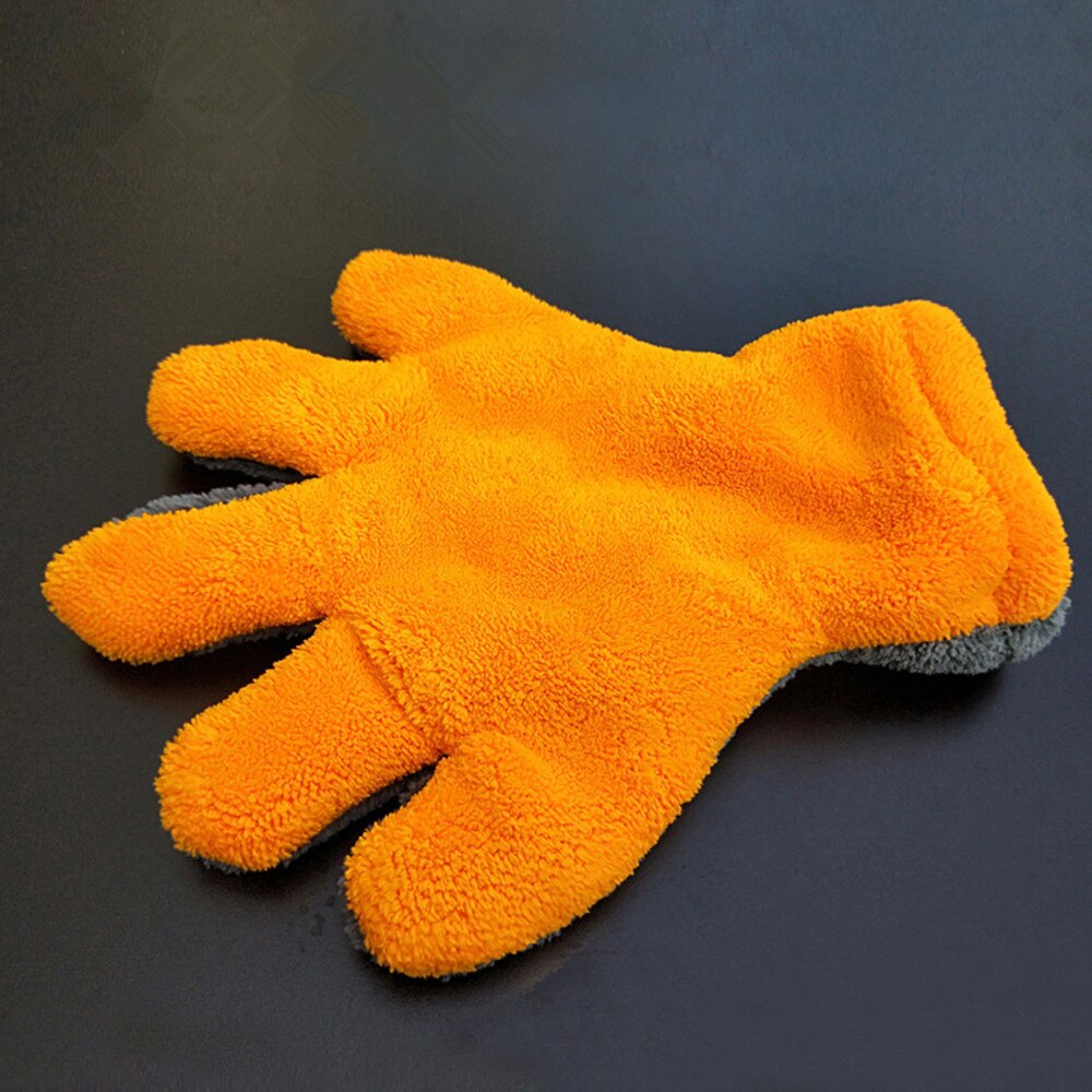 Soft Double-sided Coral Fleece Car Wash Gloves 5-finger Gloves Multifunctional Cleaning Gloves for Car Washing Special Gloves