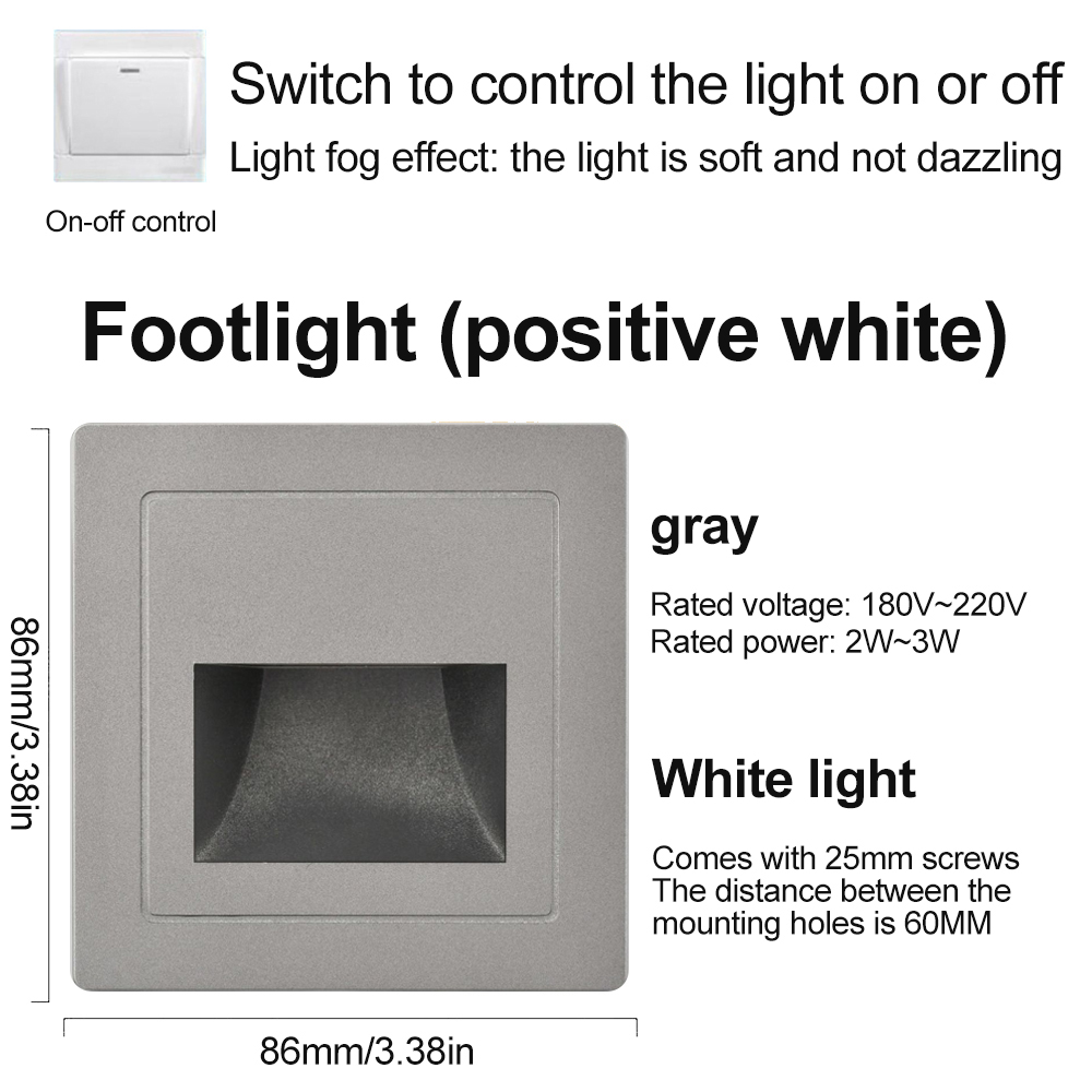 AC180-220V Ingelegde 86 Vloer Licht Schakelaar Bediening Led Wandlamp Inbouw Lamp Voor Gang Trap Trap Nachtlampje Trap: Bundle6